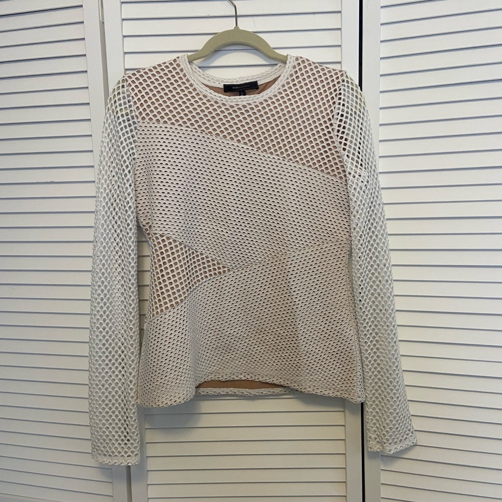 NWT BCBG illusion white cutout top
